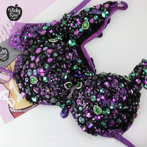 Purple Green WBFF Diva Bikini Competition Suit